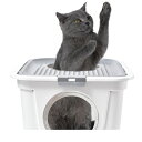 送料無料 猫 トイレ キャットトイレ 散らかりにくいネコトイレ 本体 フルカバー 猫トイレ お掃除簡単 飛び散りにくい 大型猫 スコップ付き シンプル ペットト...