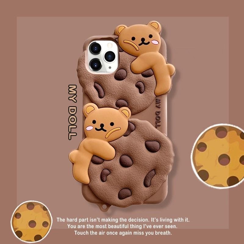 送料無料 iPhone11 ケース 互換品 クッキー cookie クマ 熊 bear ベア 3点セット ストラップ スリング付き iPhone iPhoneX ケース アイフォン X アイフォン11Pro 8 XR XS X 7 iPhone8 iPhoneXR ケース スマホケース カバー シンプル かわいい シリカゲル 耐衝撃 楽天海外通販