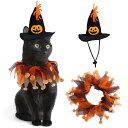 送料無料 ペットの服 2点セット ハロウィン Halloween ジャックランタン カボチャ エリザベスカラー 首輪 マフラーコスチューム ペット帽子 犬猫ハッ...