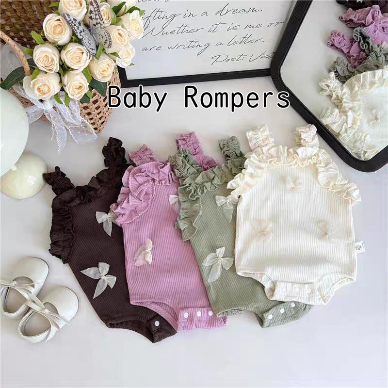 Free shipping! Baby clothes, romper with ribbon, frills, coverall, for baby girls, camisole style, sleeveless, crotch buttons, newborn clothes, baby wear, long sleeves, baby jumpsuit, birthday gift, 0-2 years old, Rakuten overseas shopping.