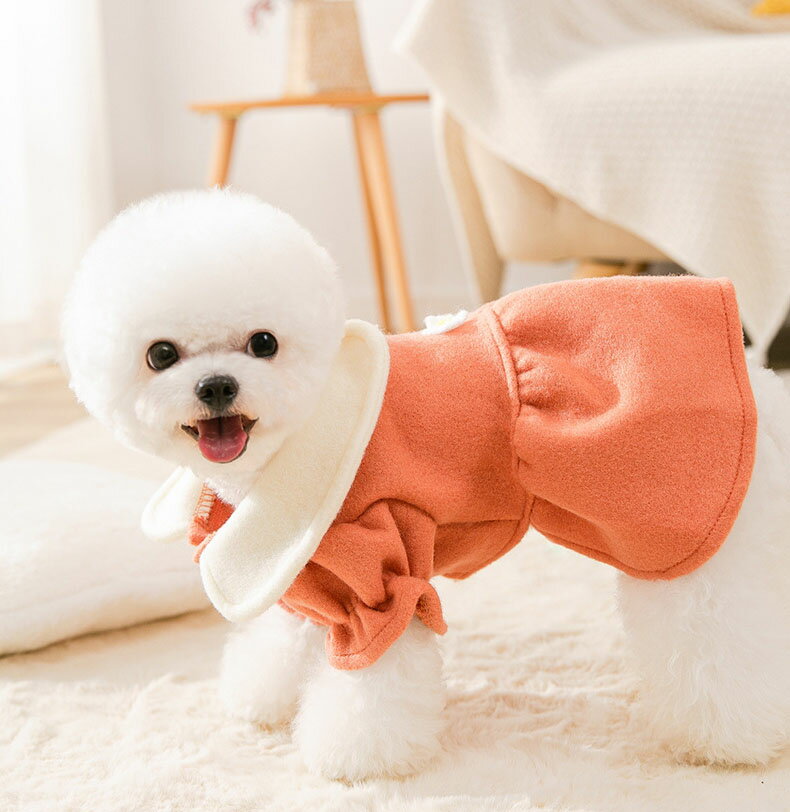 ペットの服 犬服 猫 送料無料 全5サイズ 洋装 ドレス Dress 花付き ワンピース ボダンタイプ ドッグウェア あったか ペットウエア 結婚式 記念 パーティー お祝い ペット用品 秋冬 何でも揃う おしゃれ 海外通販 撮影道具 ペットグッズ かわいい 写真 小型犬