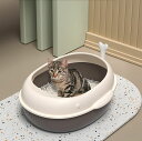 送料無料 猫トイレ キャットトイレ 全2カラー 深い 散らかりにくい ネコトイレ 本体 猫トイレ お掃除簡単 飛び散りにくい スコップ付き 高級感 シンプル ペ...