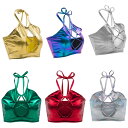 送料無料 ダンス衣装?ステージ衣装に!メタリック アメスリ トップス/ホルターネック ショート丈 キャミソール コスプレ コスチューム ブラトップ インナー 大きいサイズ ヒップホップ 派手 無地 ストレッチ 舞台衣装 レディース 楽天海外通販