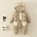 送料無料 ベビー服 ジャンプスーツ フード付き 耳付き くま 裏起毛 雪遊び ベビー 高品質カバーオール キッズ 男の子 女の子 ロンパース 新生児 可愛い あったかい 子供服 アウター 中綿 韓国風防寒着 普段着 通学 秋冬 出産祝い 楽天海外通販