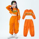 送料無料 キッズダンス衣装 橙色 キッズ ダンス 衣装 子供服 ヒップホップ Tシャツ キッズダンス衣装 カーゴパンツ ダンス 衣装 ヒップホップ ジャケット ジュニア へそ出し 女の子 長袖シャツ オレンジ ジャッズ hiphop 楽天海外通販