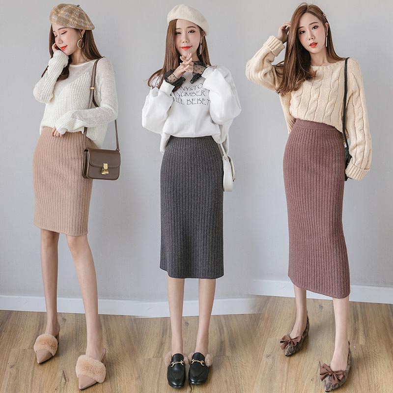 送料無料 ニットスカート タイトスカート 55/65/75cm ボトムス レディース ニット ペンシルスカート ロングスカート ロング マキシスカート マキシ 膝下 ひざ下 ミモレ丈 無地 ハイウエストスカート ストレッチ オフィス 大人 春 秋 冬 卒園式 卒業式 入学式 楽天海外通販