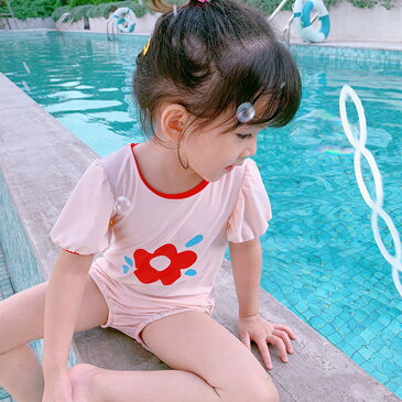 送料無料 2022 New Arrival 子供水着 75~135cm 花 はな フラワー flower パフスリーブ シンプル クリア キッズ ビギニ ワンピース 子ども ジュニア ラッシュガード 女の子 ガールズ ジュニア 子ども用 水着 スクール水着 みずぎ 子供水着 楽天海外通販