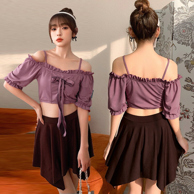 送料無料 2022 New Arrival 水着 150~165cm 全3カラー リボン ribbon フリル シン...