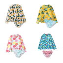 送料無料 子供水着 70~150cm 全4デザイン 長袖 花柄 ストライプ柄 Stripe レモン lemon パイン パインアップル パイナップル pinea...