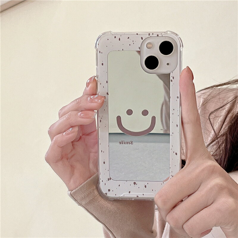 送料無料 iPhone13 ケース 互換品 レザーカラー 笑顔 smile 褶曲 カガミタイプ 鏡 かがみ ミラー mirror 高級感 レンズカバー アイフォン11 12 iPhone 12promax XSMax Pro XR 13promax XS X 13Pro スマホケース カバー 耐衝撃 楽天海外通販