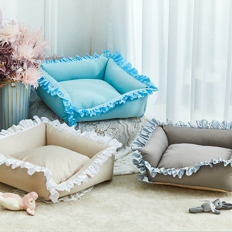 楽天Marbeine送料無料 ペットソファ 全3カラー フリル 犬猫兼用 ペットベッド 犬 ベッド 小型 中型 大型犬用 モチーフペットベッド 猫用ベッド キャットハウス 犬用品 猫用品 ペット用品 クッション 柔らかい 暖かい 滑り止め 洗濯ok シンプル おしゃれ 四季適用 55*45*18cm 楽天海外通販