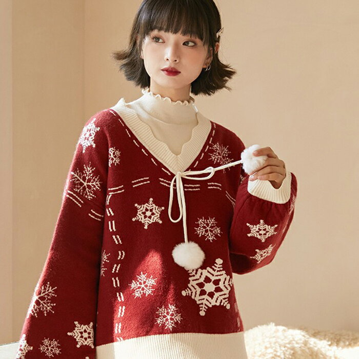 楽天Marbeineセーター クリスマス 秋冬 プレゼント 贈り物 彼女 Merry Christmas レディース 親友 かわいい ゆったり ペアルック ギフト 大きめ ニット 厚手 レッド お歳暮 お正月 楽天海外通販