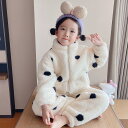 【送料無料】キッズ ルームウェア パジャマ 冬 女の子 かわいいドット柄 上下セット スウェット モコモコ 子供 長袖 ボア ベビーパジャマ 部屋着 寝巻き ふ...