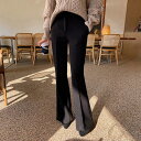 【送料無料】フレアパンツ レディース 裏起毛 春 秋冬 ボトムス パンツ ズボン ロング丈 きれいめ 黒 美脚 細見え 足長 落ち感 ファスナー オフィス 職場 OL カジュアル フォーマル お出かけ おしゃれ 美脚 ゆったり 上品 きれいめ 通勤 楽天海外通販