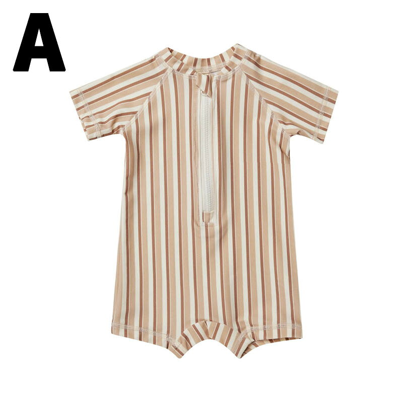 送料無料 New Arrival 子供水着 80~120cm オールインワン boy 半袖 ストライプ 男...