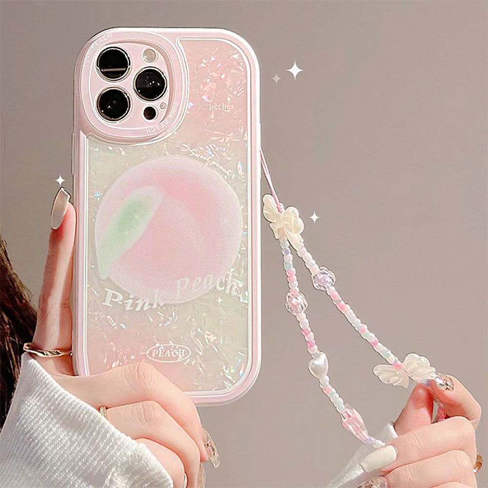 送料無料 iPhone14 ケース 互換品 もも 桃 ピーチ peach 貝殻 カピス 貝 shell シェル ストラップ付き 高級感 レンズカバー アイフォン11 12 iPhone 12promax XSMax Pro XR 13promax XS X iPhoneXR 13Pro 14pro 14promaxスマホケース 耐衝撃 楽天海外通販