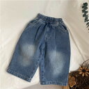 送料無料 子供服 デニムパンツ ベビーパンツ レトロ ゆったり ボトムス ロング丈 体型カバー ウエストゴム 男の子 女の子 韓国ファション 可愛い ベビー ズ...