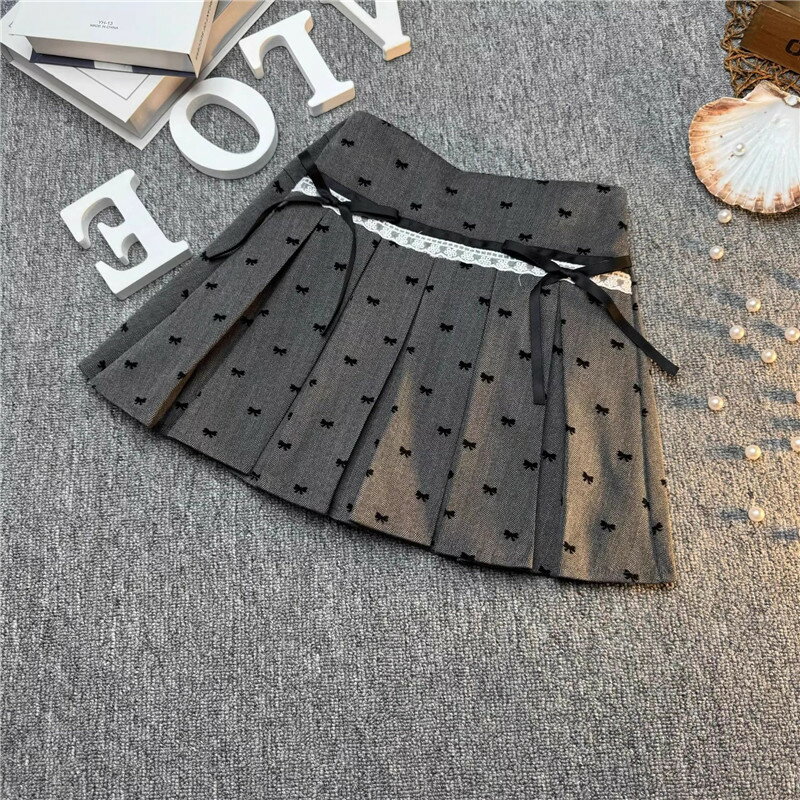 送料無料 キッズ プリーツスカート 蝶結び 女の子 制服 スカート スクール ショート丈 インナー付き ゴ..