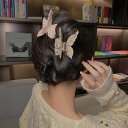 送料無料 同色2個組 同色2点セット ヘアクリップ 蝶々春 バレッタ シンプル バンスクリップ 髪どめ ins かわいい キラキラ まとめ髪 ヘアアクセサリー ...