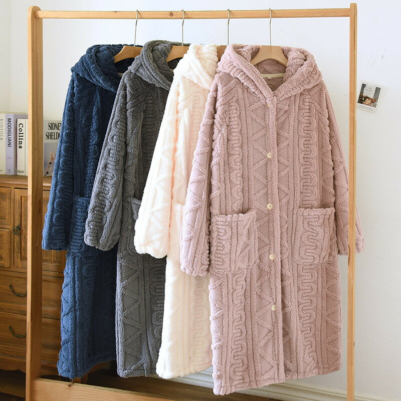 送料無料 バスローブ メンズ レディース 秋冬 4colors おしゃれ 部屋着 着る毛布 もこもこ フランネル 厚手 吸水 ナイトガウン ママ ペア ルームウェア 秋物 ガウン ナイトウェア 冬服 パジャマ ネグリジェ 軽量 出産祝い 長袖 無地 室内 祝い お風呂上り 楽天海外通販