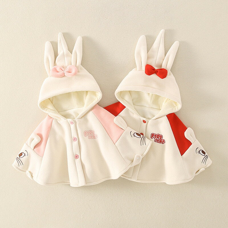 送料無料 ベビーポンチョ マント ベビー服 コート ボア ジャケット フード付き 女の子 男の子 ベビーケープ ポンチョ アウターウエア ショート丈 もこもこ ...