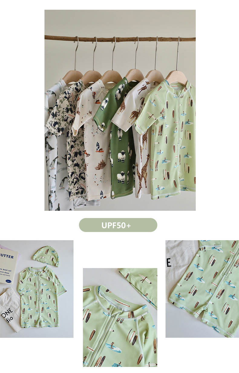 送料無料 New Arrival 子供水着 80~130cm オールインワン ロンパース 動物 boy 半...