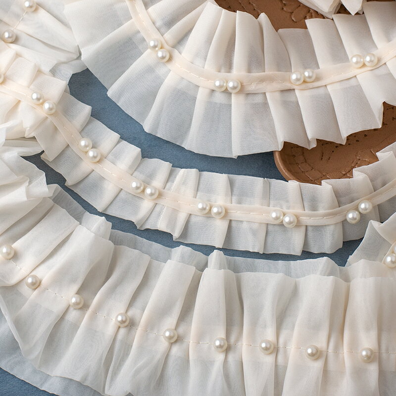 送料無料 レース生地 長さ45.5cm 生地 布 パール 柔らかい 肌に優しい lolitaスカート ドレス DIY 立体..