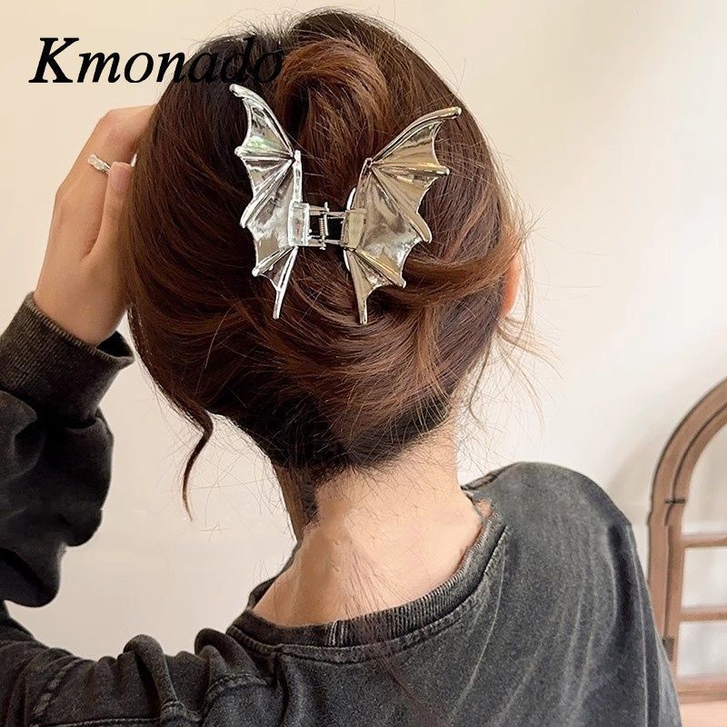 送料無料 バンスクリップ 大きめ ヘアアクセサリー ヘアクリップ バット コウモリ...