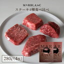 熟成肉 黒毛和牛 ステーキ 4種 食べ比べ ギフト セット フィレ & サーロイン & 極上赤身 & 希少部位 計280g 約2人前 シャトーブリアン リブロース beef wagyu steak お肉のギフト MARBLANC マーブラン お肉の説明書付 父の日 誕生日プレゼント 男性 父親 男友達 食べ物