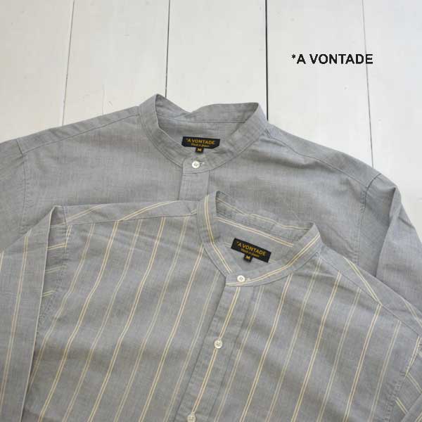 A VONTADE (アボンタージ) バンドカラーシャツ Banded Collar ShirtsVTD-0361-SH メンズ シャツ ストライプ 2022fw a vontade シャツ 日本製 正規取扱店