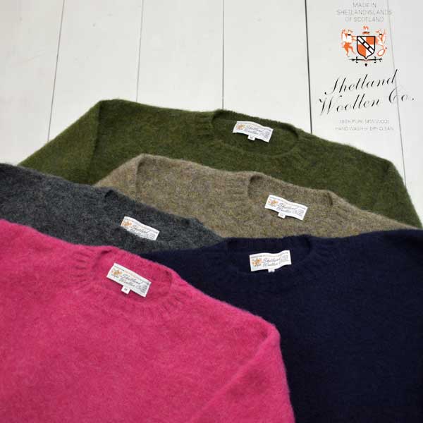 SHETLAND WOOLLEN CO.（シェットランドウーレン） クルーネック セーター CREW NECK PLAIN SHAGGY DOG ニット ウール100% 丸首 シャギードッグ イギリス製 正規取扱店