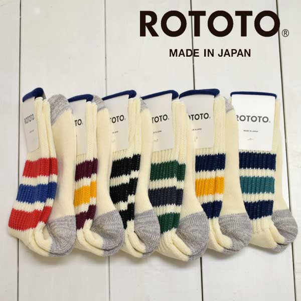 rototo 靴下 メンズ ROTOTO(ロトト) 靴下 リブ オールドスクール ソックス COARSE RIBBED OLD SCHOOL SOCKS R1255 メンズ レディース ラインソックス オールドスクール 日本製 正規取扱店