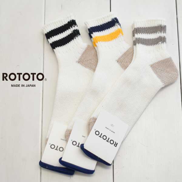 ROTOTO (ロトト) 靴下 オールドスクール リブ アンクル ソックス O.S. RIBBED ANKLE SOCKSR1404 rototo 靴下 メンズ レディース ボーダー靴下 日本製 正規取扱店