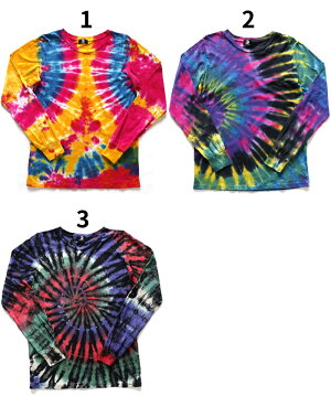 タイダイ染めコットン長袖Tシャツ