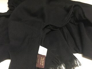 タケオキクチ TAKEO KIKUCHI ストール メンズ ブラック レーヨン 綿 長方形 176×49cm【中古】