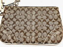 コーチ COACH ポーチ キャンパス ブラウン シグネチャー ストラップ付【中古】