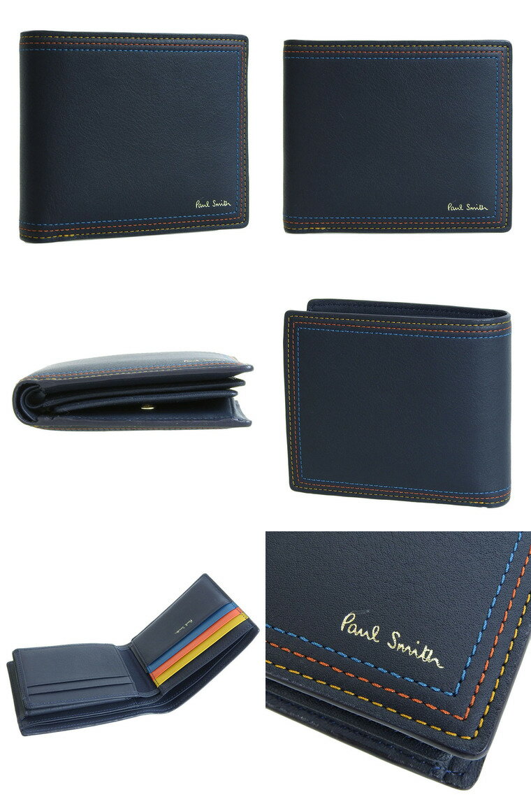 ポールスミス/PAUL SMITH 財布 2つ折り財布 ネイビーマルチ メンズ psmsw0158 2021AW