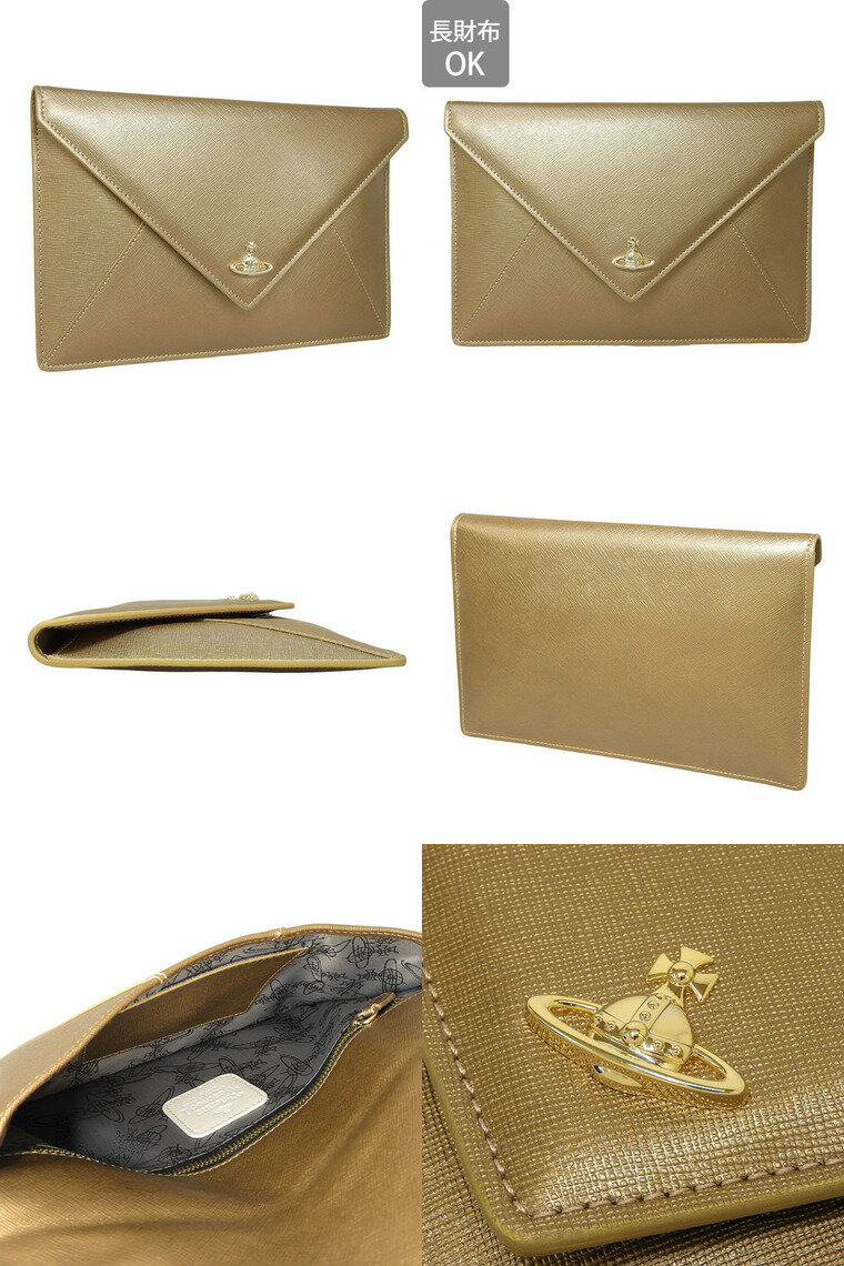 ヴィヴィアン・ウエストウッド VIVIENNE WESTWOOD VICTORIA ENVELOP クラッチバッグ バッグ レザー ゴールド レディース 5204000840565r401 30日間返品保証 代引手数料無料 楽天スーパーセール