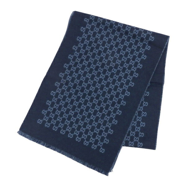 グッチ GUCCI MEN'S SCARF スカーフ マフラー GG ウール ディープブルー系 メンズ 3912464g2004569