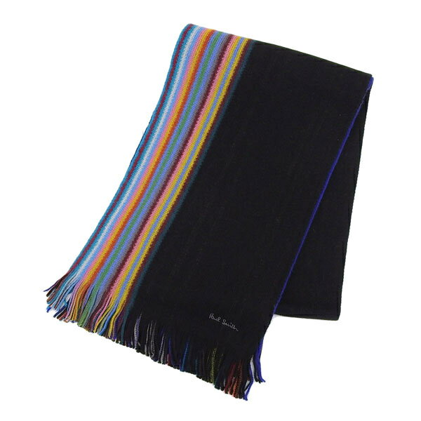 【期間限定SALE】 ポールスミス Paul Smith SCARF MULTI EDGE MEN'S SCARF スカーフ マフラー ウール ストライプ ブラック メンズ M1A-868F-GS10 m1a868f-gs10-79