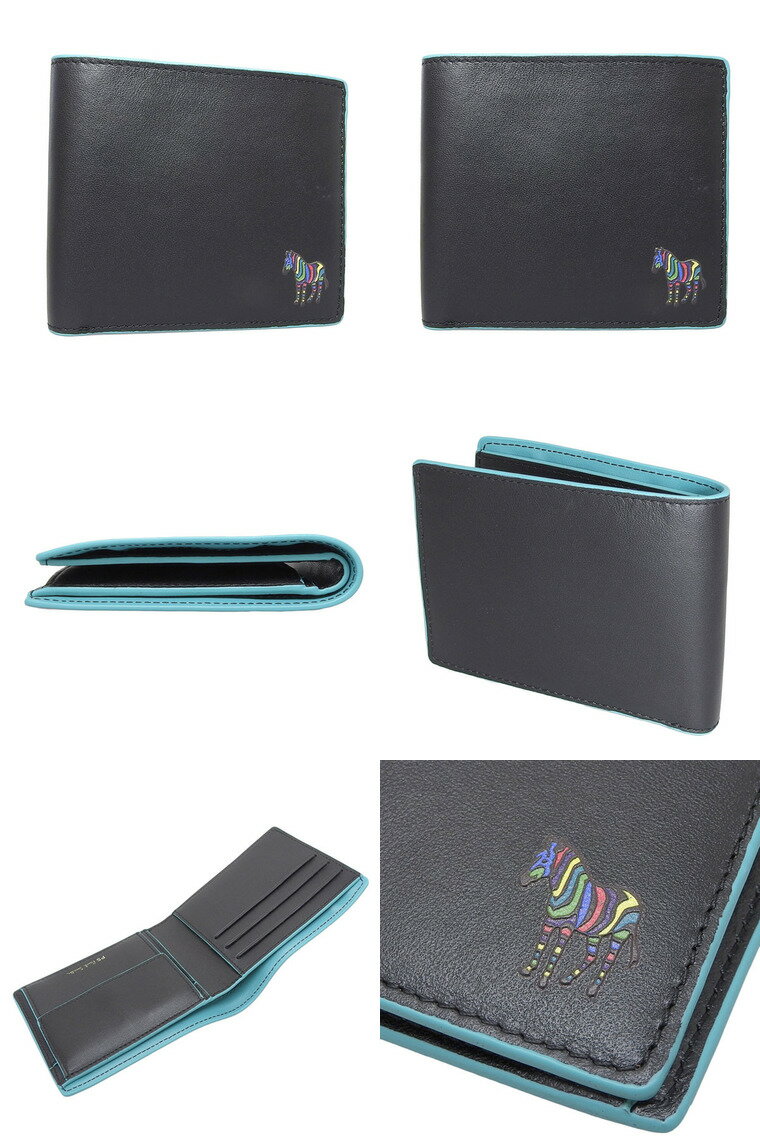 【レコメンドセール】 ポールスミス PAUL SMITH WALLET BFCN ZEBRA 二つ折り財布 財布 レザー ブラック メンズ レディース m2a6078-gzebra-79