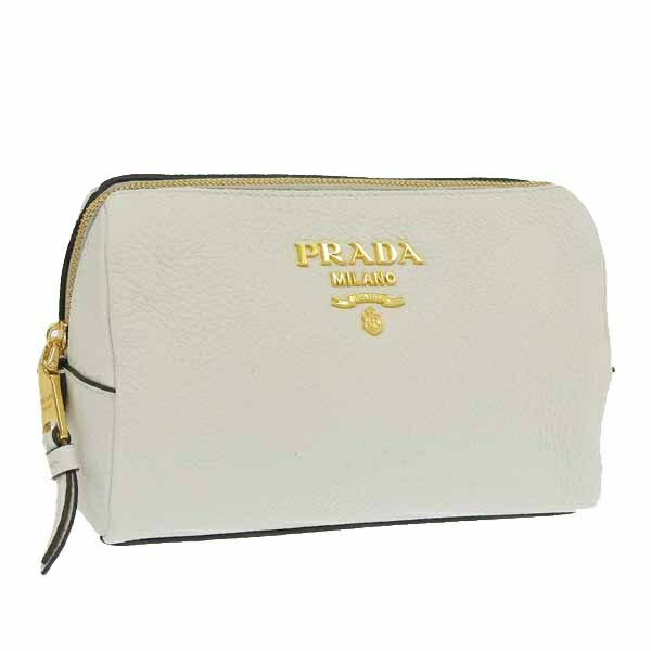 プラダ ポーチ（レディース） お買い物マラソン限定 当店全品エントリーでポイント10倍 プラダ/PRADA ポーチ 小物入れ レザー ホワイト系 レディース 1nd004vida-bian