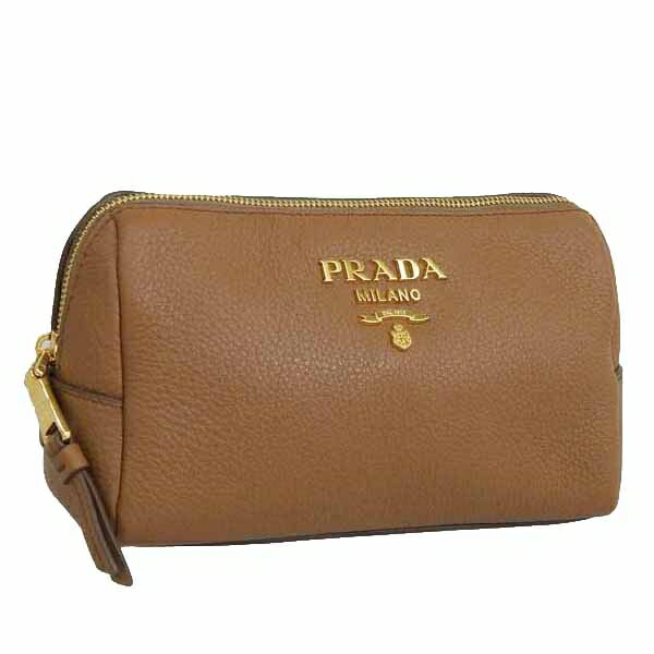 プラダ ポーチ（レディース） お買い物マラソン限定 当店全品エントリーでポイント10倍 プラダ/PRADA ポーチ 小物入れ レザー ブラウン レディース 1nd004vida-cann