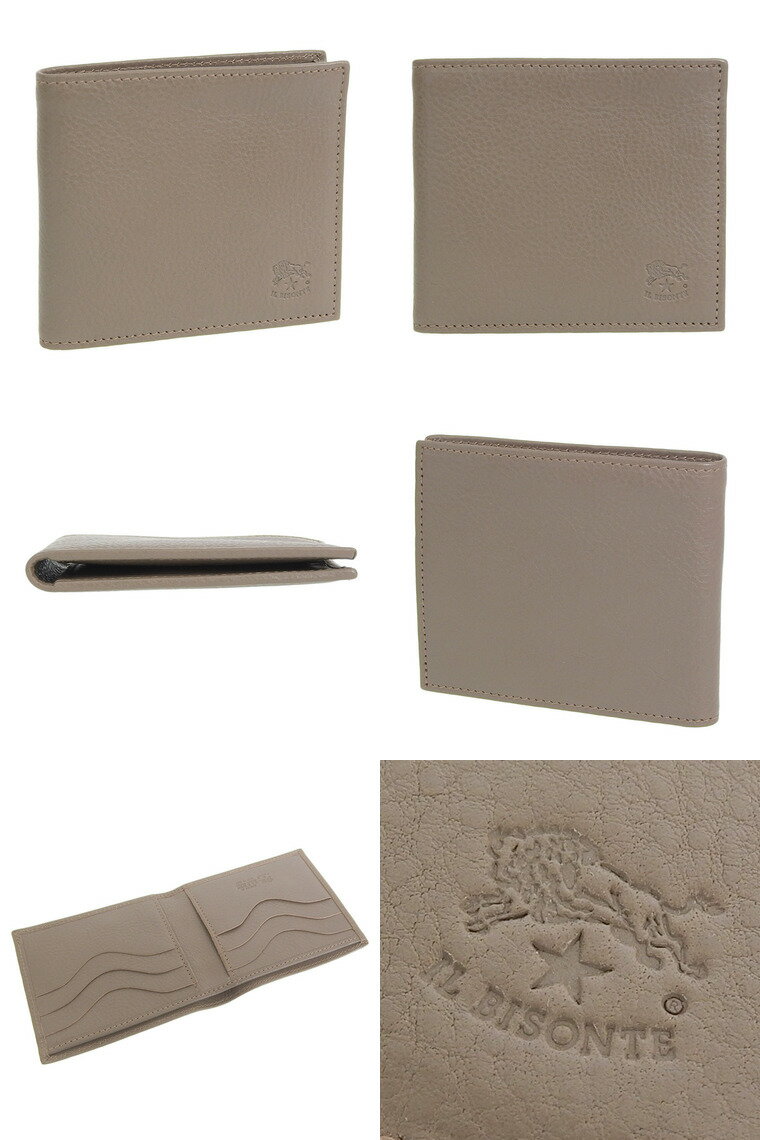 イルビゾンテ IL BISONTE 二つ折り財布 レザー グレー メンズ sbw005pv0005gy103x 30日間返品保証 代引手数料無料 ホワイトデー