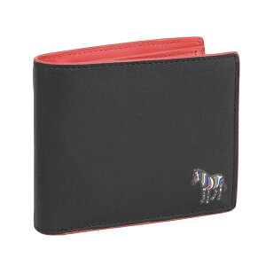 ポールスミス 財布 メンズ 二つ折り財布 カウレザー ブラック×レッド WALLET BF COIN ZEB 6078-IZEBSL-79 PAUL SMITH 30日間返品保証 代引手数料無料 一粒万倍日