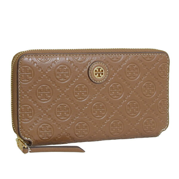 トリーバーチ 財布 レディース ラウンドファスナー長財布 アウトレット レザー ブラウン T MONOGRAM LETHER ZIP CONTINENTAL WALLET 79382-909 TORY BURCH