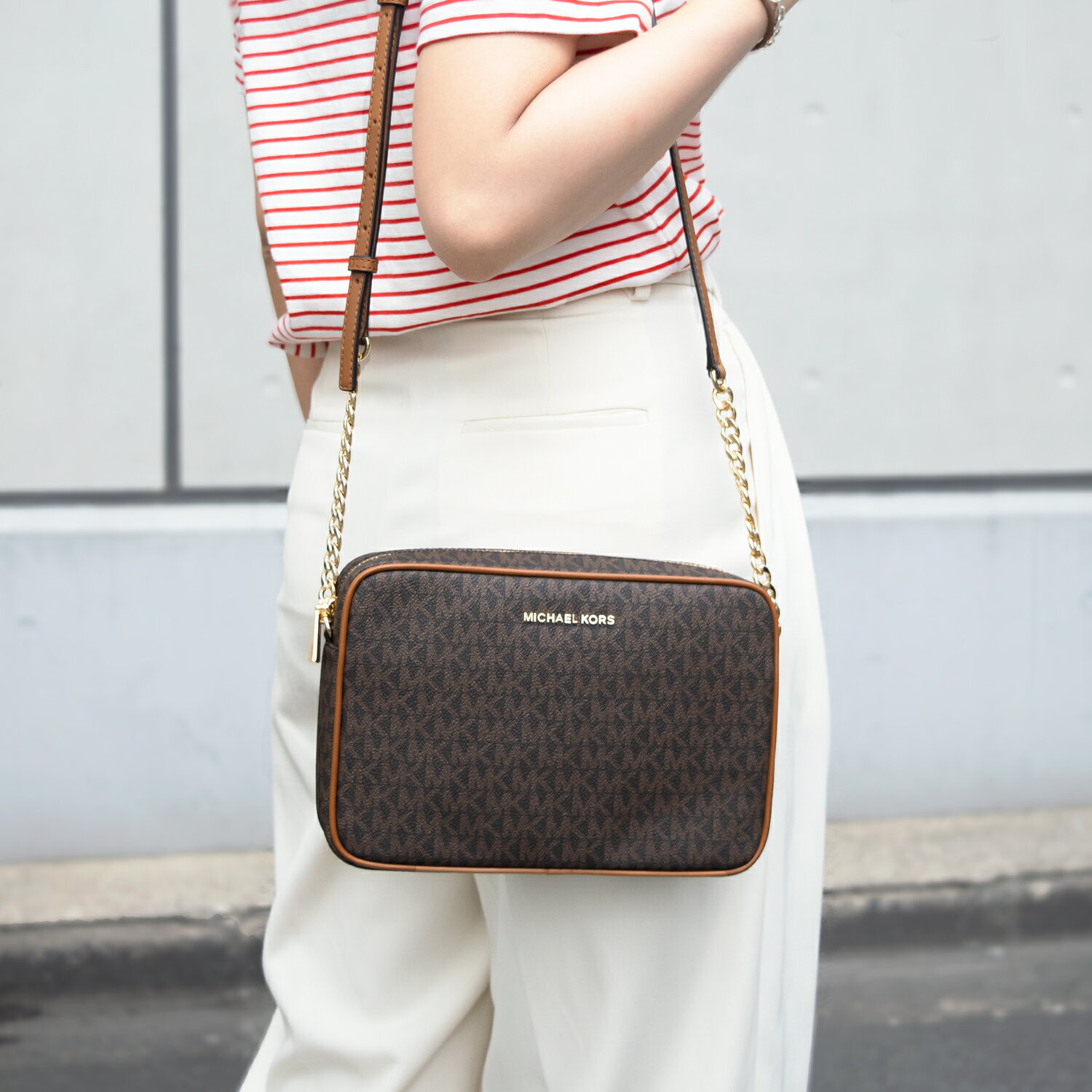 マイケルコース バッグ レディース ショルダーバッグ ブラウン JET SET LG EW CROSSBODY 32F1GJ6C7B-200 MICHAEL KORS