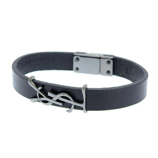 サンローラン アクセサリー メンズ レディース ブレスレット L 約18cm レザー ブラック 7088150IH0R1000L SAINT LAURENT