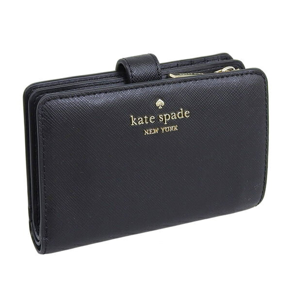 ケイトスペード 財布 レディース 二つ折り財布 アウトレット レザー ブラック medium compact bifold wallet KC580-001 KATE SPADE