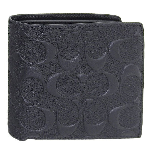 コーチ 財布 メンズ 二つ折り財布 アウトレット コインウォレット シグネチャー レザー ブラック CR459BLK COACH